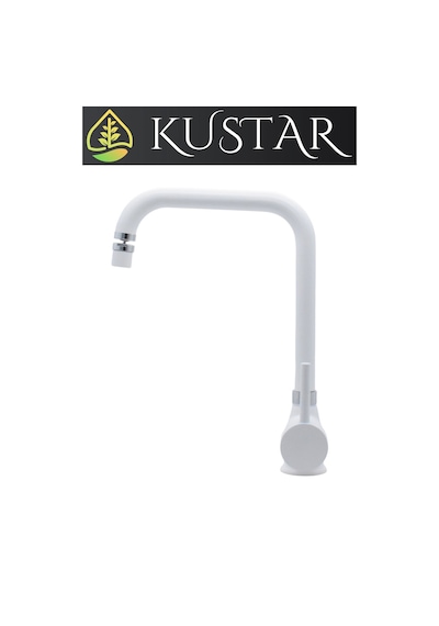 Kustar Varna Beyaz Oynar Başlıklı Köşeli Aç Kapa Mix Mutfak Eviye Bataryası