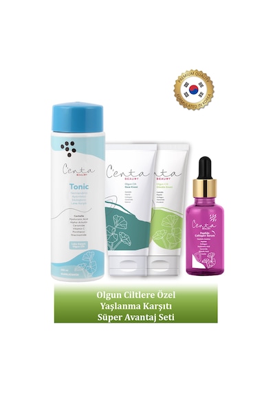 C'enta Beauty Olgun Ciltler İçin Gece Bakım Kremi 50 ML + Gündüz Kremi 50 ML + Pepdits Collagen Serum 30 ML + Tonik 200 ML