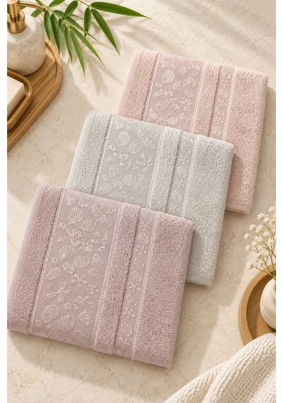 Bamboo Garden Bambu Pamuk Karışımlı El Yüz Havlusu 50x90 Cm 3 Lü Set - Rose Harmony Çok Renkli