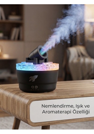 Volkanik Lav Efektli, Topçu Tasarım, Rgb Değişebilen Renk, Aromaterapi Hava Nemlendirici
