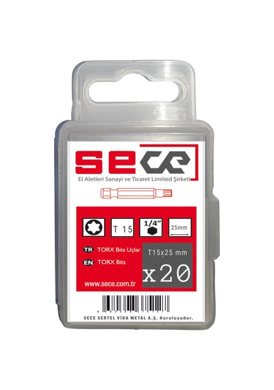 Sece 1/4'' Torx Bits Uç T15x25 Mm 20 Adet