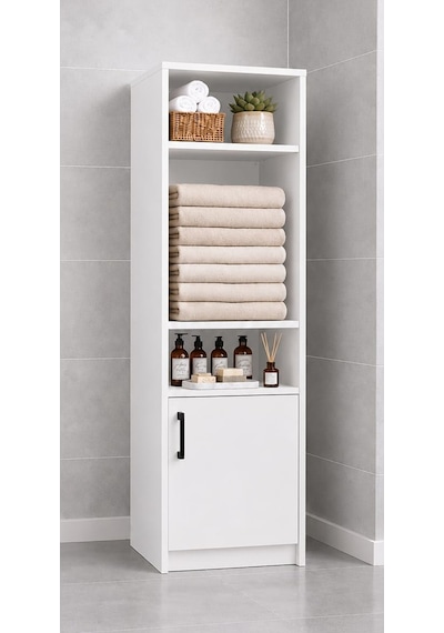 Duru Beyaz Çok Amaçlı Raflı Kiler Banyo Mutfak Çamaşır Odası Dolabı