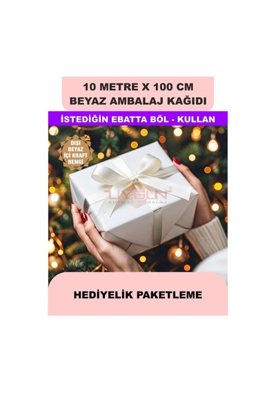 100 Cm X 10 Metre Bobin Beyaz Ambalaj Kağıdı Çift Yönlü, Ev Eşyası, Çeyiz, Hediye, Ürün Paketleme