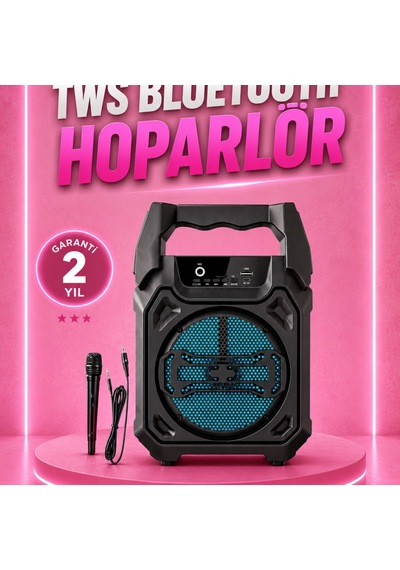 6.5 İnç Taşınabilir Bluetooth Hoparlör 15w, Kablosuz Mikrofon, Usb, Tf Kart Ve Fm Radyo