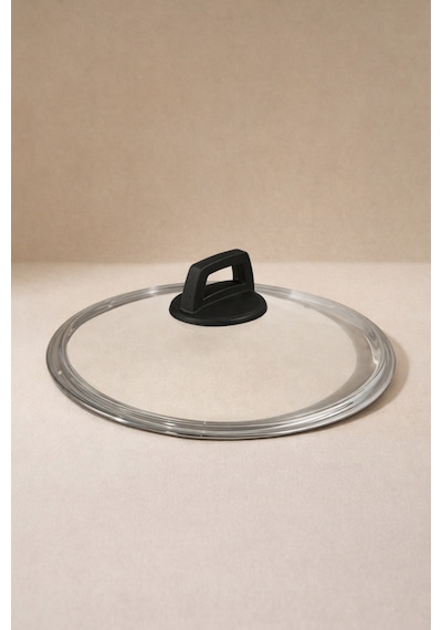20 cm Pyrex Cam Kapak Bakalit Soft Siyah Tepeli