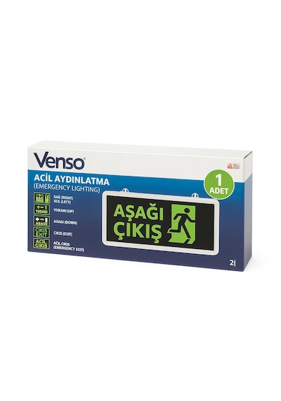Venso Led Acil Çıkış Işıldak Yukarı Yön Exıt Up Acil Aydınlatma Armatürü 1 Adet Yeşil