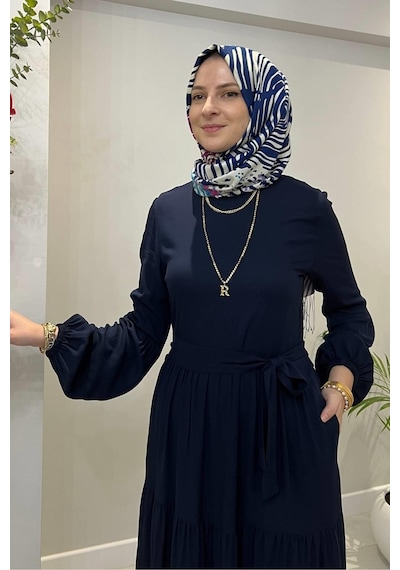 Rabia Şamlı Asil Lacivert Elbise Lacivert