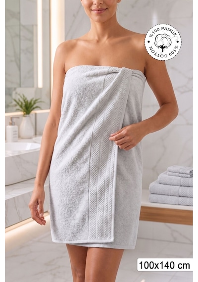 %100 Pamuk Softure Banyo Havlusu Yüksek Emici Yumuşak Dokulu Premium Havlu 100x140 Cm - Vizon Buzgri