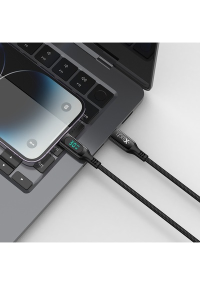 Ixtech Type-c Ix-uc019 Pd 30w Type-c To Lightning Dijital Göstergeli Şarj Ve Data Kablosu