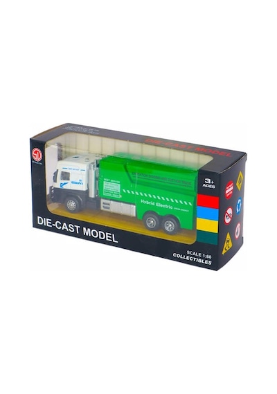 1:60 Çekbırak Çöp Aracı Beyaz Çok Renkli