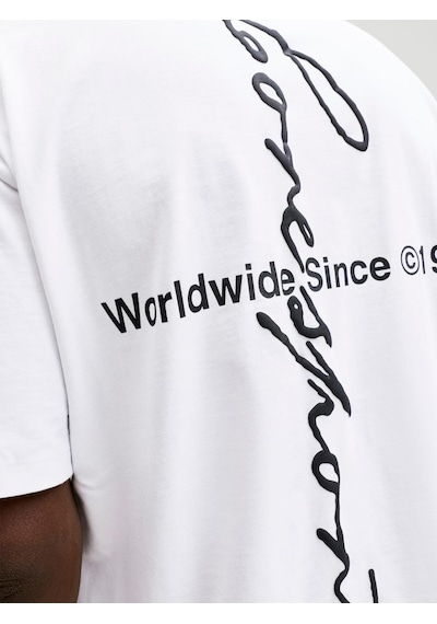 Jack & Jones Dust Script Erkek Beyaz Tişört 12292982-bw Beyaz