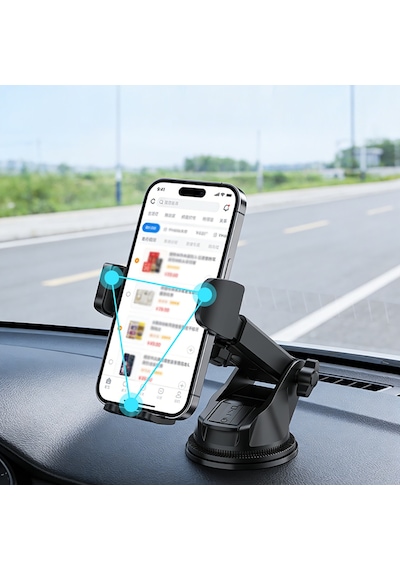 Go Des Gd-hd356 360 Derece Dönebilen Teleskopik Vakumlu Tasarım Araç İçi Telefon Tutucu Siyah