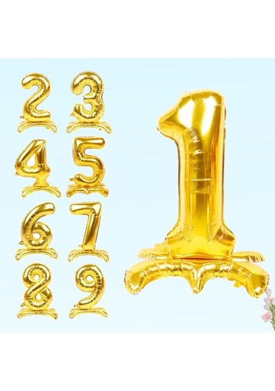 2 Rakam Ayaklı Folyo Balon. 65 CM - Altın