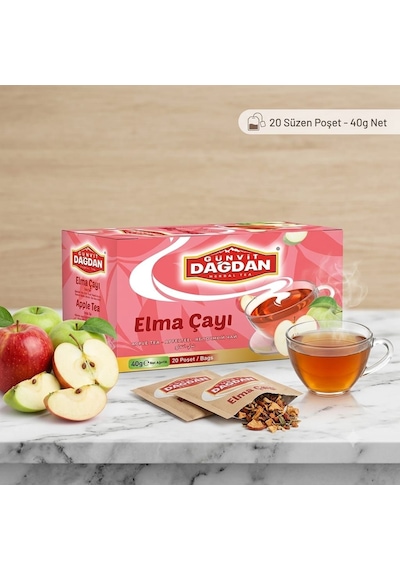 Elma Çayı 20 Li Kutu Natürel Sallama Poşet Çay