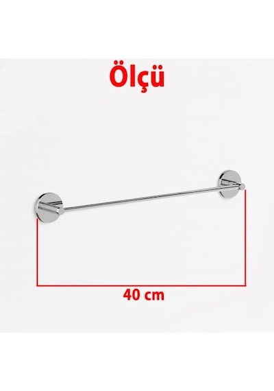Uzun Havluluk Krom 40 Cm Parlak Gümüş Duvar Tipi Paslanmaz Çelik Banyo Havlu Askısı Aparatı Çok Renkli