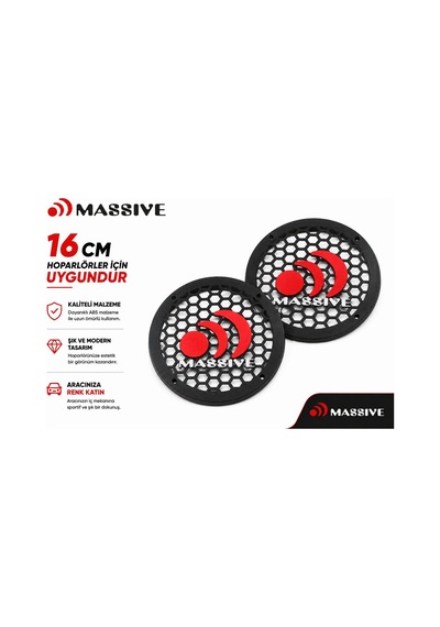 Massive 16cm Hoparlör Kapağı - Massive Logolu Kaliteli Plastik Midrange Hoparlör Kapak 16 Cm - 2 Ade