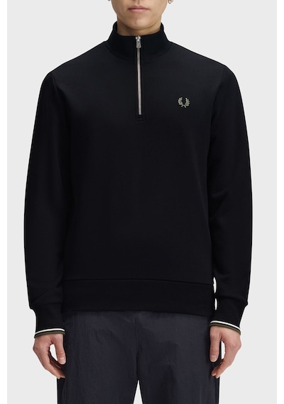 Fred Perry Logolu Pamuklu Yarım Fermuarlı Dik Yaka Sweat Erkek Sweat M3574 W54 Siyah