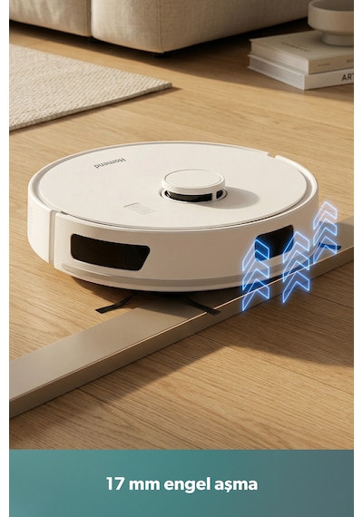 Homend Alex 10 Moplu Ve Haritalamalı 10 Kpa Akıllı Robot Süpürge Beyaz