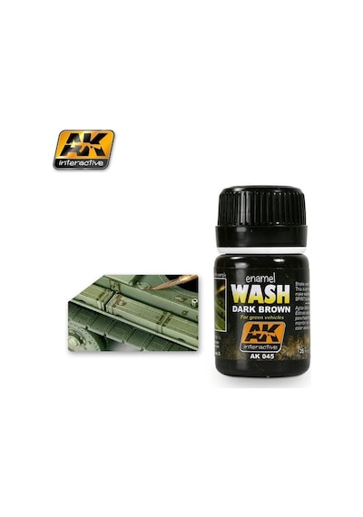 35 Ml. Koyu Kahverengi Eskitme Efekti Wash Serisi Enamel Maket Boyası, Ak Interactive 045 Standart