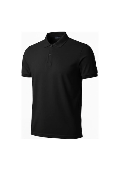 Erkek Pike Kumaş Düğmeli Yaka Regular Fit Günlük Kısa Kol Tişört T-shirt - Siyah Çok Renkli