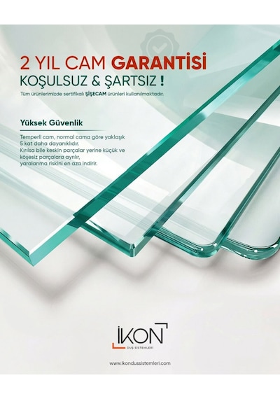Enzo 2 Sabit 2 Sürgü Krom Buzlu 03 Duş Kabini H:190 Gümüş Metalik