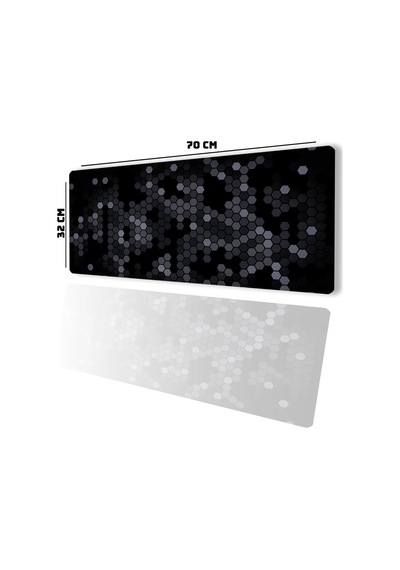 Sonictouch Siyah Gri Petek Desenli Gamer Oyuncu Dikişsiz Sıvı Geçirmez Klavye Mouse Pad 32x70cm Mousepad