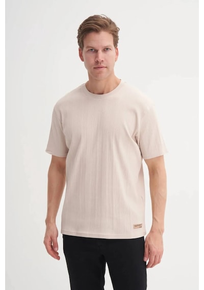 Cazador Bisiklet Yaka Slim Fit Likarlı Düz Tişört 4163 Bej Bej