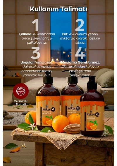 3 Adet Portakal Aromalı Büyük Boy Erotik Afrodizyak Vücut Aromaterapi Masaj Yağı 250 Ml - 499541684
