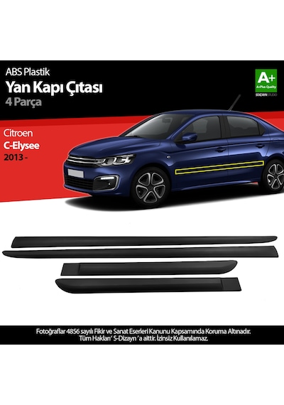 S-dizayn Citroen C-elysee Abs Plastik Yan Kapı Çıtası 2013 Üzeri A+ Kalite