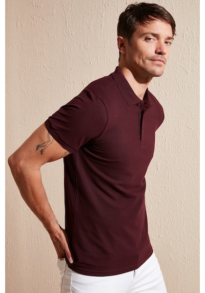 Buratti Pamuklu Regular Fit Düğmeli Erkek Polo Yaka T Shirt 5902127 Vişne