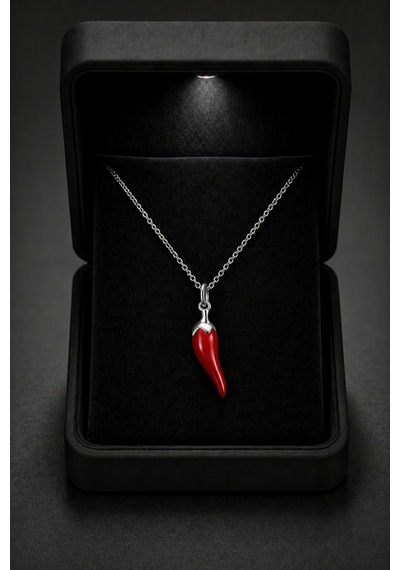 Çekirdekjewelry 925 Ayar Gümüş Kırmızı Biber Figürlü Kolye Şans Ve Nazar Temalı Çok Renkli