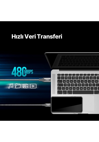 Ttec 2DK53UG Alumicable USB-C - USB-C 150 CM 100W PD/Qc Hızlı Şarj/Data Kablosu Uzay Grisi
