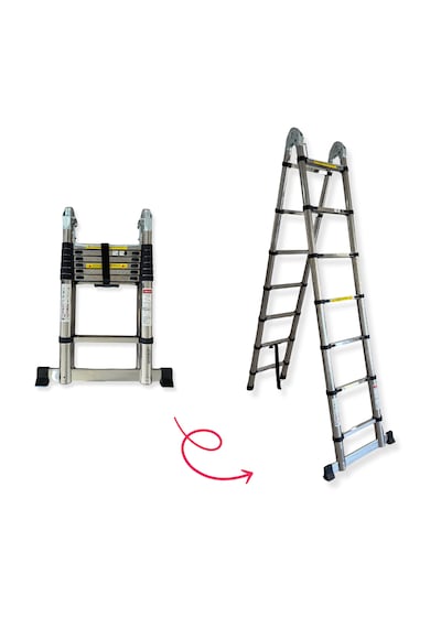 Endokon 220 + 220 Cm. - 7+7 Basamaklı Teleskopik Çelik Merdiven 220 + 220 A Ve I Tipi Teleskopik Uzayan