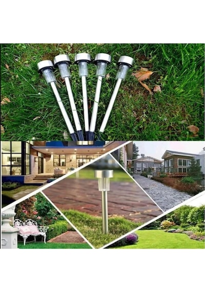 Solar Bahçe Lambası 10'lu Set Metal Güneş Enerjili Led Dış Mekan Aydınlatma, Su Geçirmez