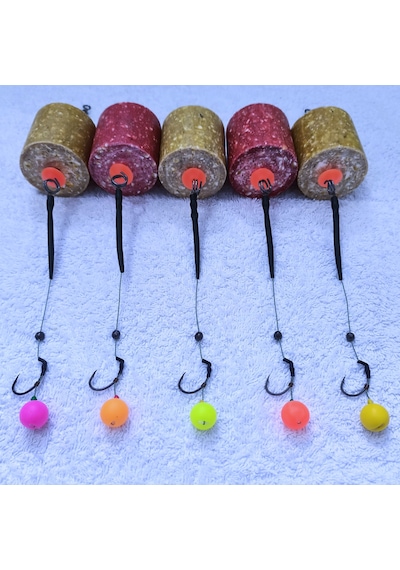 5 Adet Küspe'li Karışık Renkli14 Mm Pop Up'lı Sazan Rig Takımları