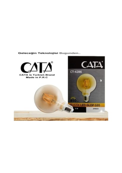 Cata 2 Adet Ct 4286 6w E27 Rustik Led Glop G95 Ampul Amber