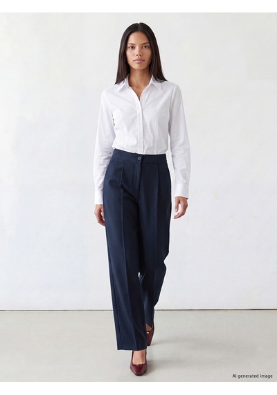 Lcw Modest Lacivert Beli Lastikli Geniş Paça Pileli Kadın Pantolon
