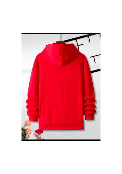 Medinenur Lock Baskılı Kapüşonlu Cepli Sweatshirt Kırmızı