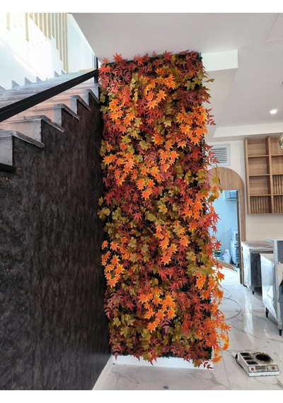 Rüzgar Yapay Çiçekçilik 100x100 Güz Temalı Dikey Bahçe Kızıl