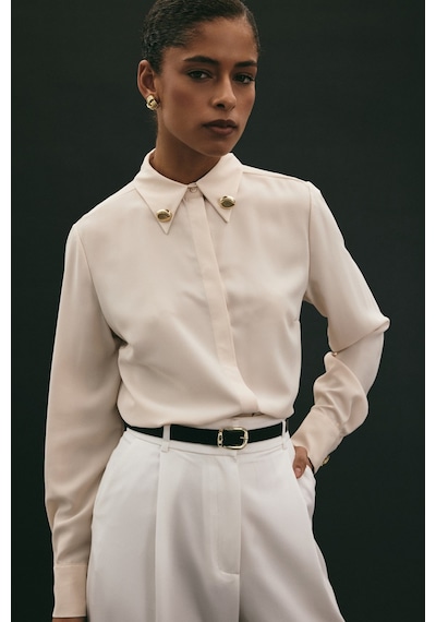 Sateen Lucy Gömlek - Bej-136942 bej