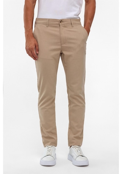 Süvari Bej Slim Desenli Pantolon
