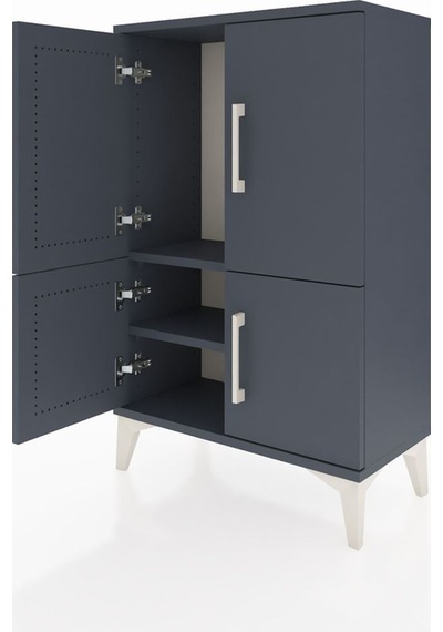Arges Komodin 2 Raflı 4 Kapaklı 60x30x96 Antrasit-antrasit Antrasit