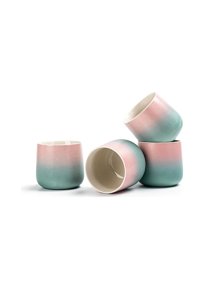 Seramik Japon Çay Fincanı 205 Ml, Mikrodalga Ve Dondurucu Uyumlu Pembe - Mavi
