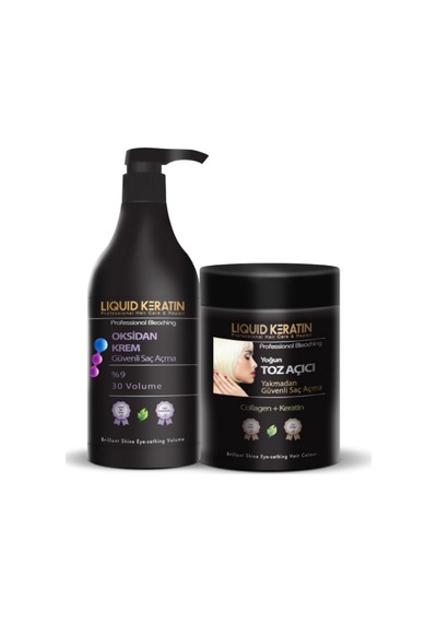 Keratinli Gri Toz Açıcı Ve Oksidan Kremli Set Yakmadan Evde Kolay Saç Rengi Açma 1000ml Kuaför Boy