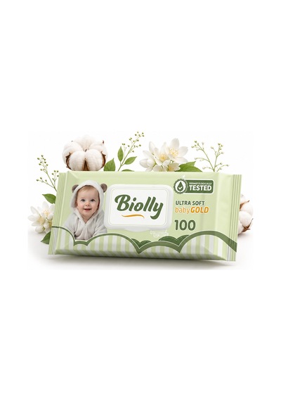 Biolly Baby Gold Bebek Islak Mendili 100 Yaprak - Koli 12 Adet 12'li Set