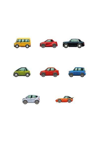 Minik Arabalar Çocuk Odası Dekoratif Duvar Sticker Yapışkanlı Folyo Genel