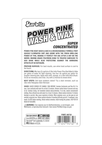 Starbrite - Tekne Şampuanı Ve Cila 950 Ml Power Pine Çam Özlü Konsantre: Çamın Doğal Gücüyle Derinlemesine Temizlik Ve Uzun Ömürlü Vaks Koruması