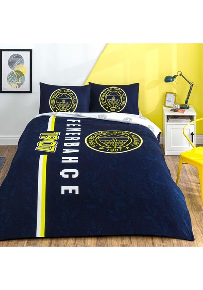 Yeni Sezon Lisanslı Fenerbahçe Arma Çift Kişilik Nevresim Takımı Sarı Lacivert