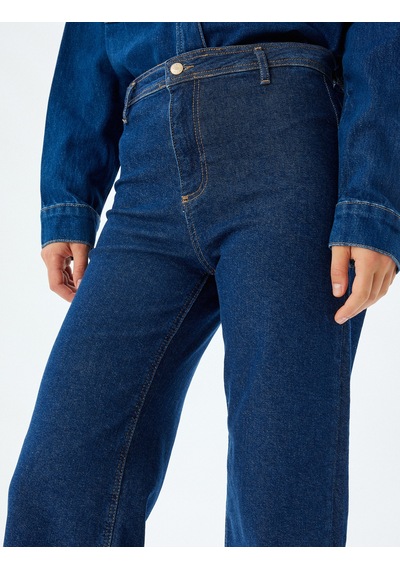 Koton Yüksek Bel Rahat Kalıp Pamuklu Denim Pantolon - Culotte Jeans Koyu İndigo 7wal40056md Indigo Koton Yüksek Bel Rahat Kalıp Pamuklu Denim Pantolon - Culotte Jeans Koyu İndigo 7wal40056md Indigo