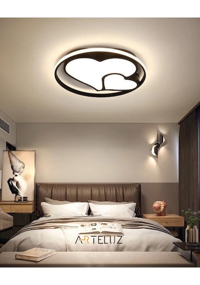 Arteluz Modern Kalp Model Tavan Led Avize Siyah